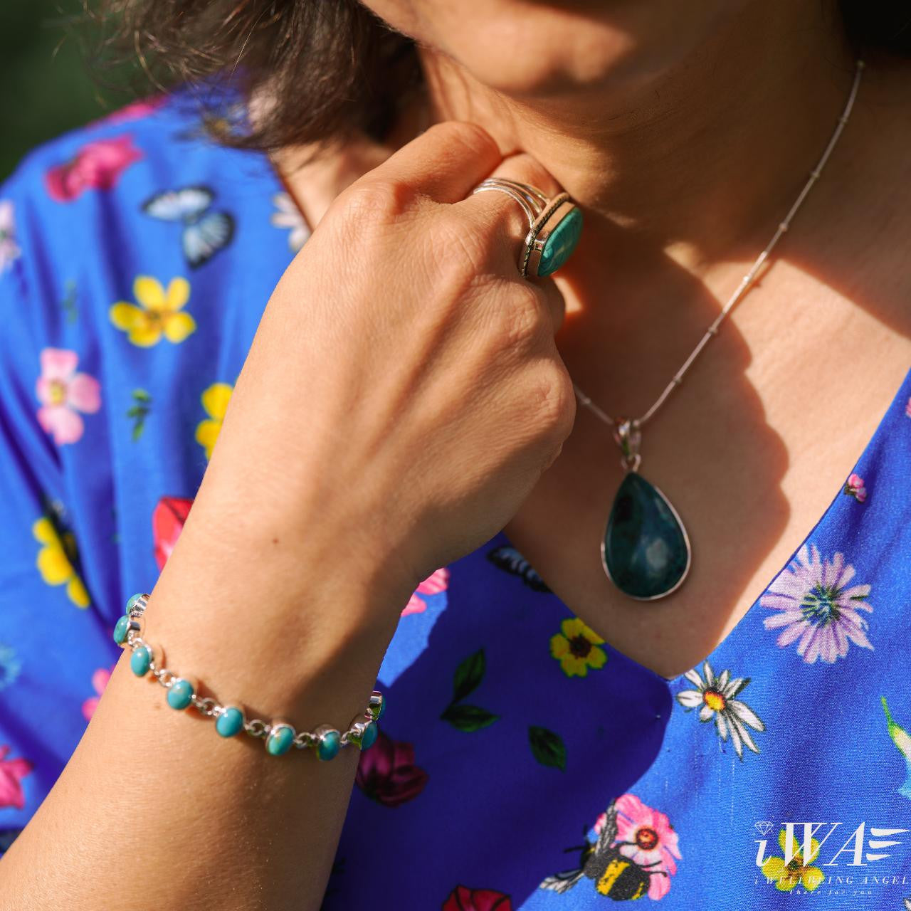Turquoise Rectangle Trois Ring Silver Jewellery