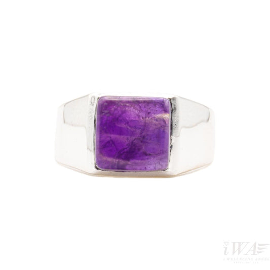 Amethyst Carre Ring Silver Jewellery