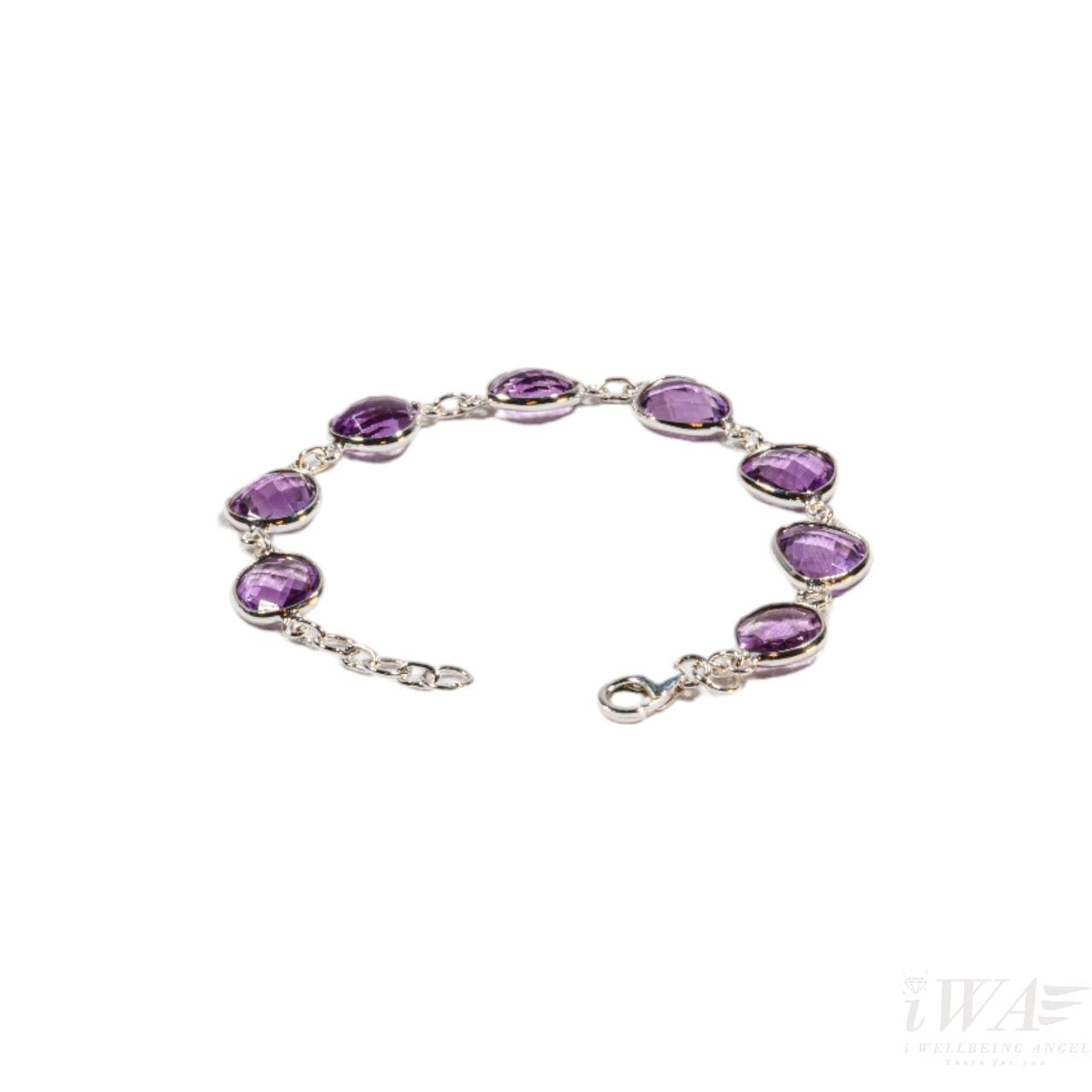 925 Sterling Silver Bracelet with Amethyst back