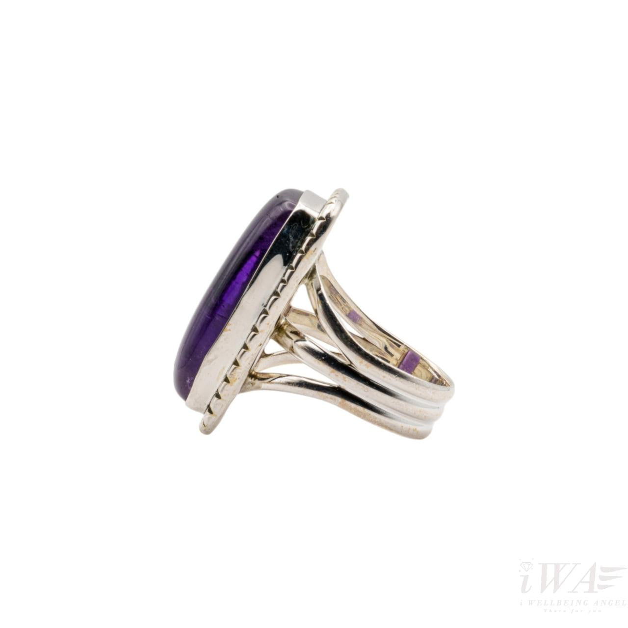 Amethyst Rectangle Trois Silver Ring