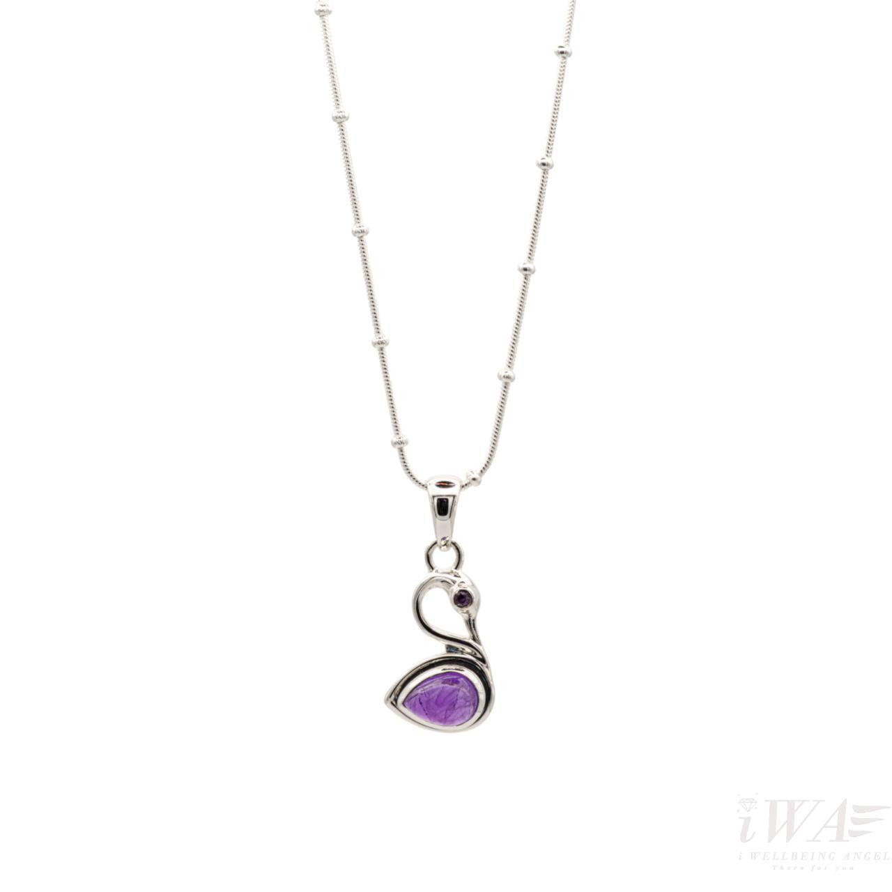 Amethyst Swan Pendant Silver Jewellery