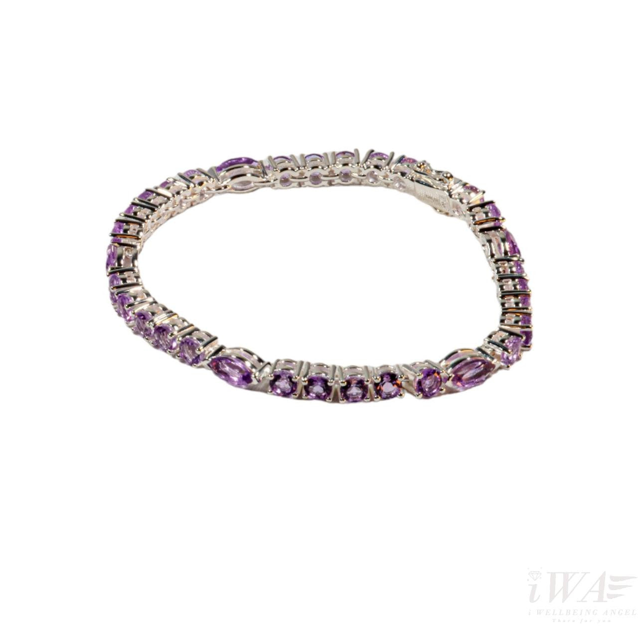 Silver Tennis Bracelet with Amethyst closed