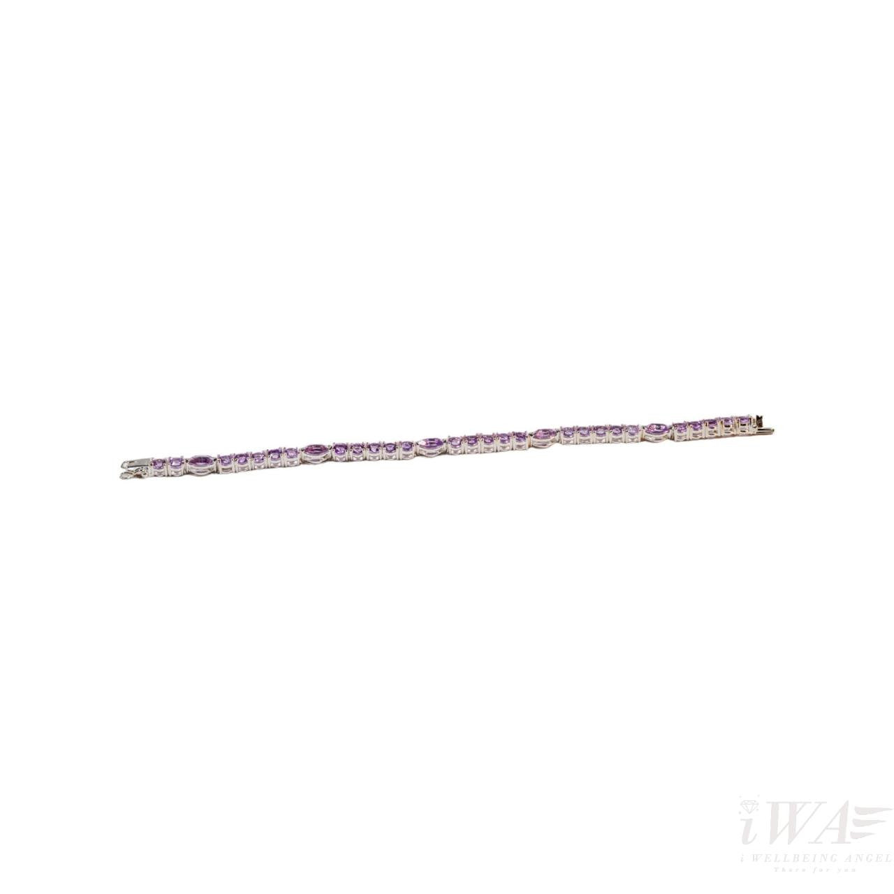 Silver Tennis Bracelet with Amethyst open
