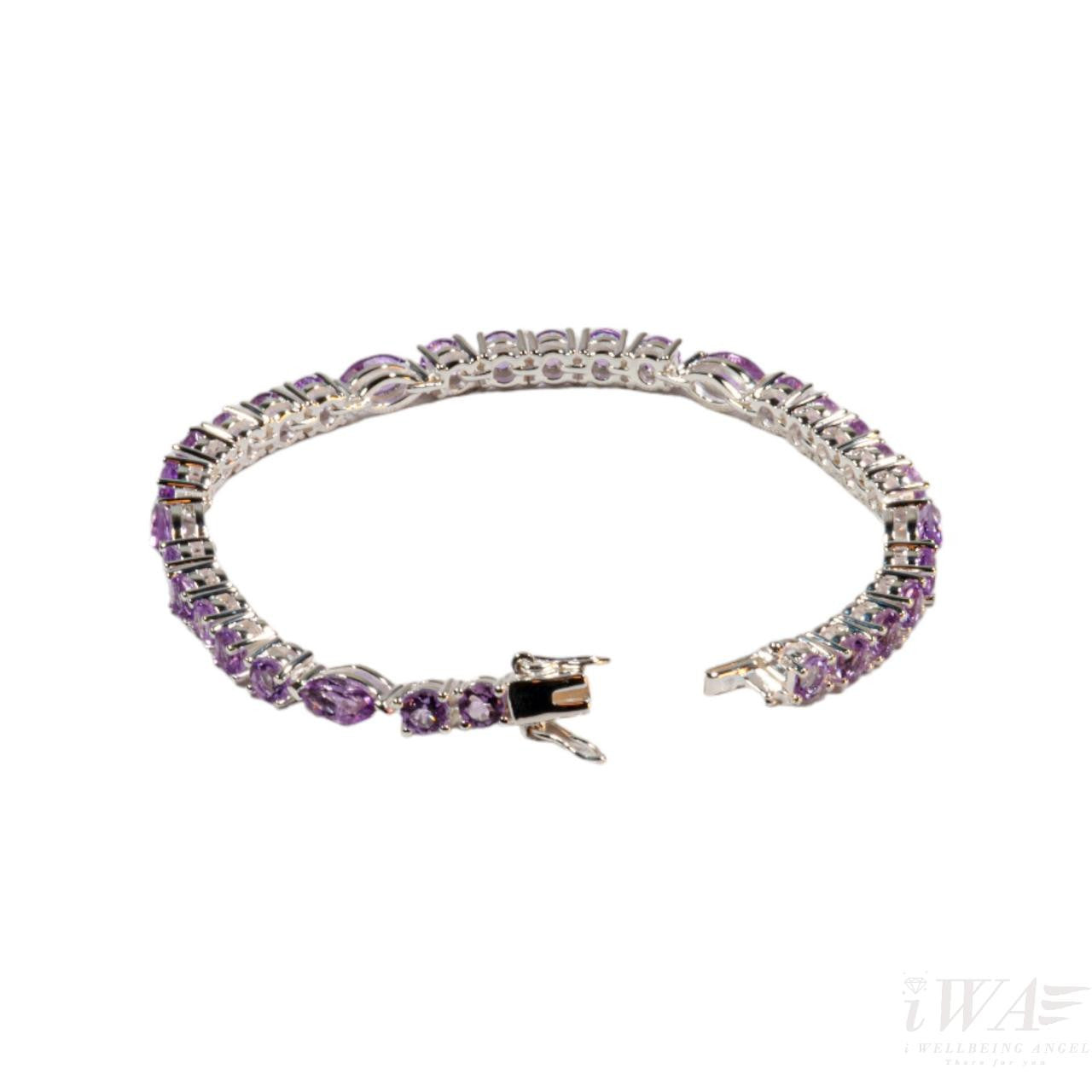 Silver Tennis Bracelet with Amethyst rear