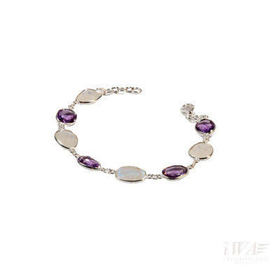 Amethyst and Rainbow Moonstone Octingenti Gemstone Bracelet
