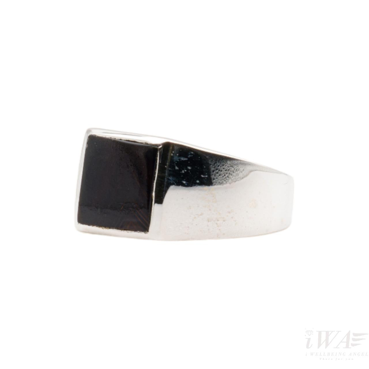 Black Onyx Carre Ring Silver Jewellery