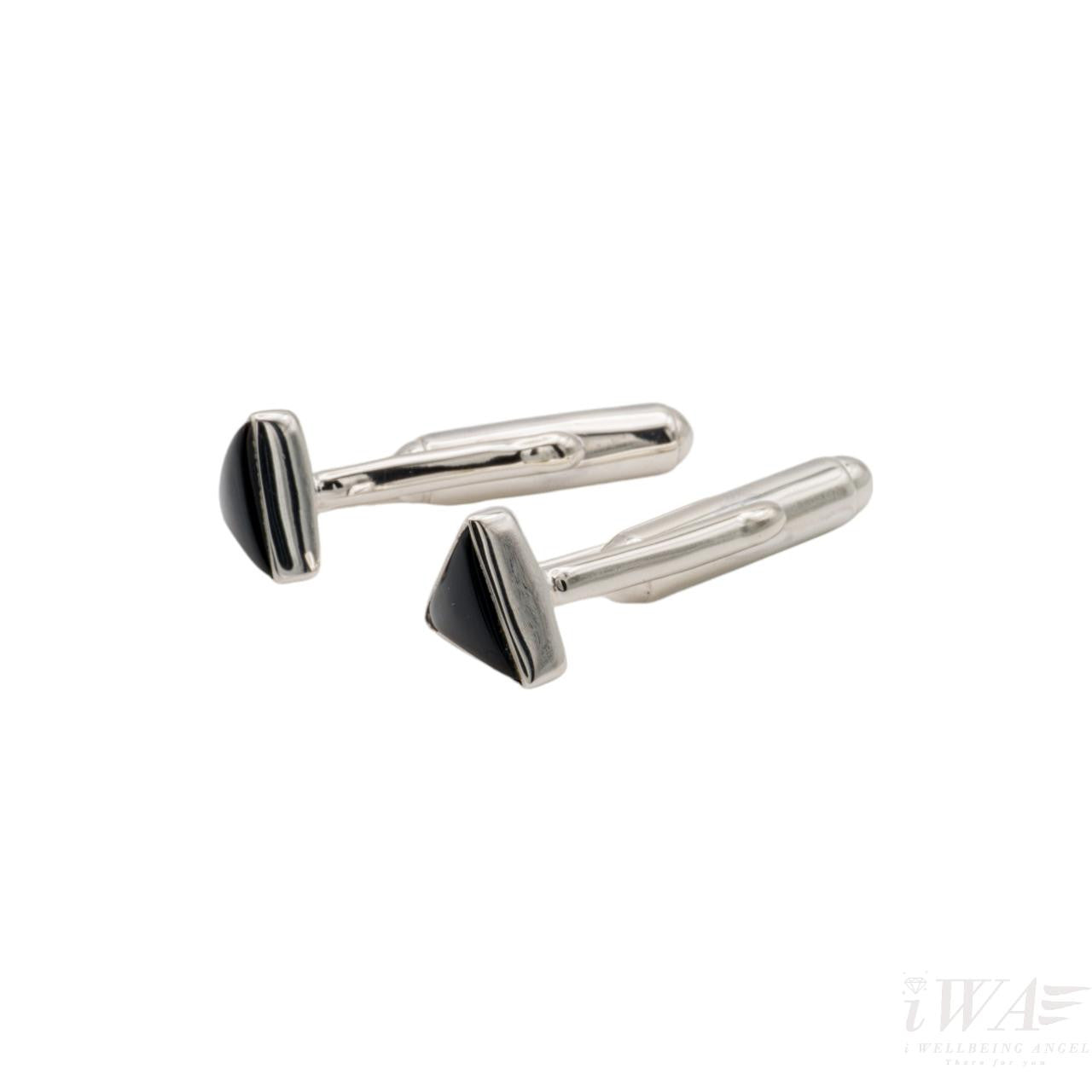 Black Onyx Triangulus Cufflinks Silver Jewellery