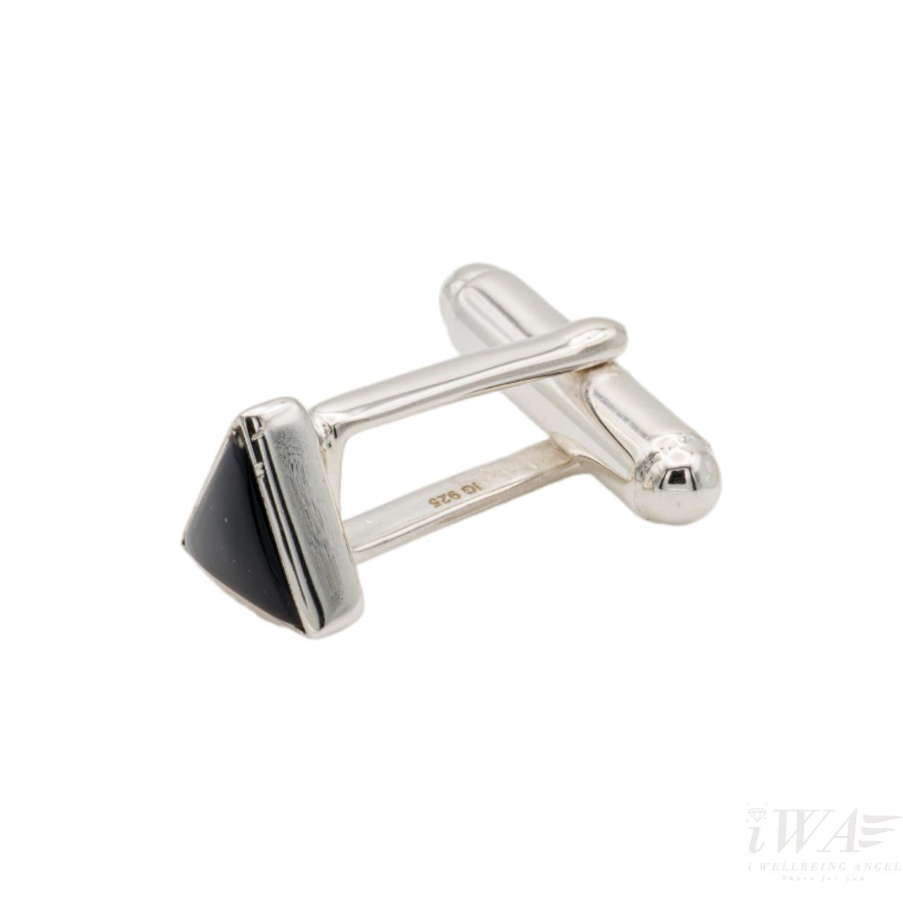 Black Onyx Triangulus Cufflinks Silver Jewellery