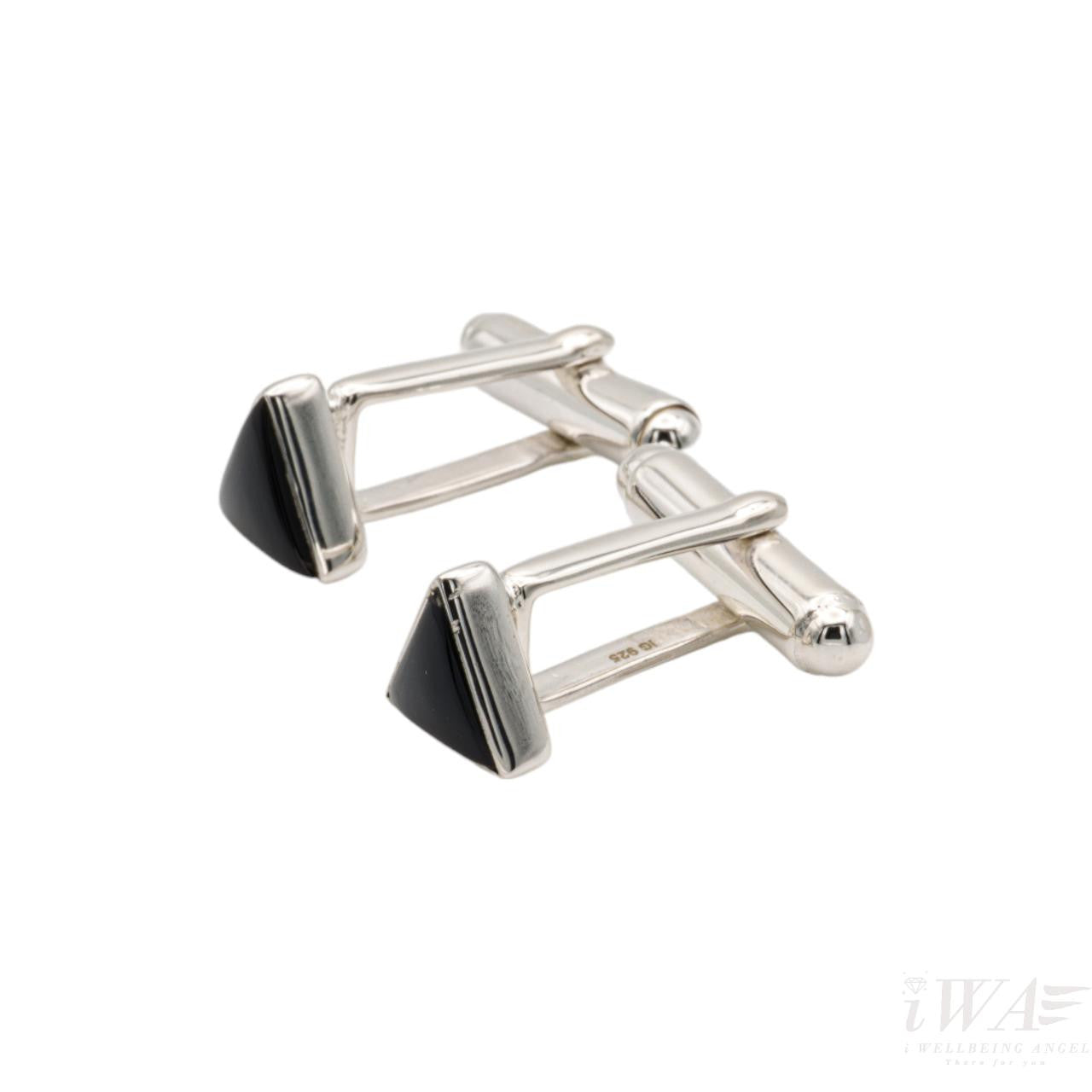 Black Onyx Triangulus Cufflinks Silver Jewellery