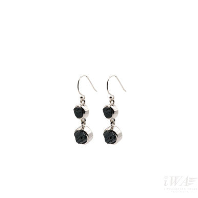 Black Tourmaline Dangle hook earrings