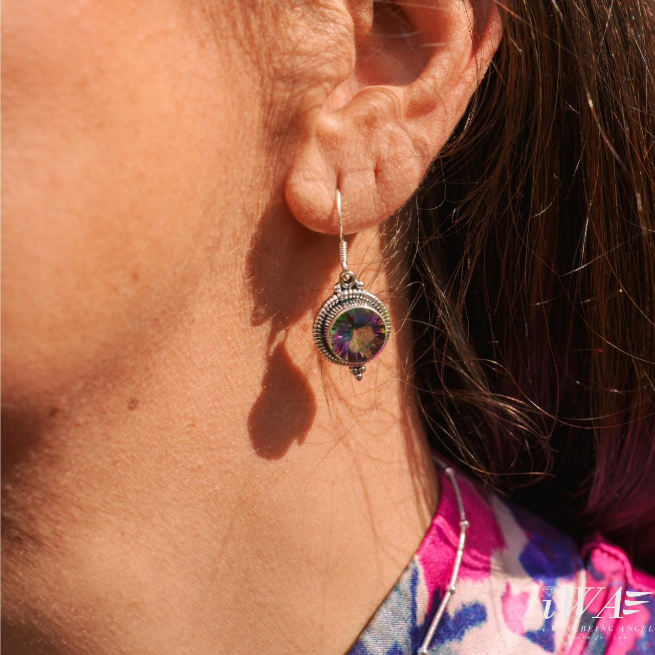 Mystic Quartz Raindrop Hook Earring Silver Jewellery