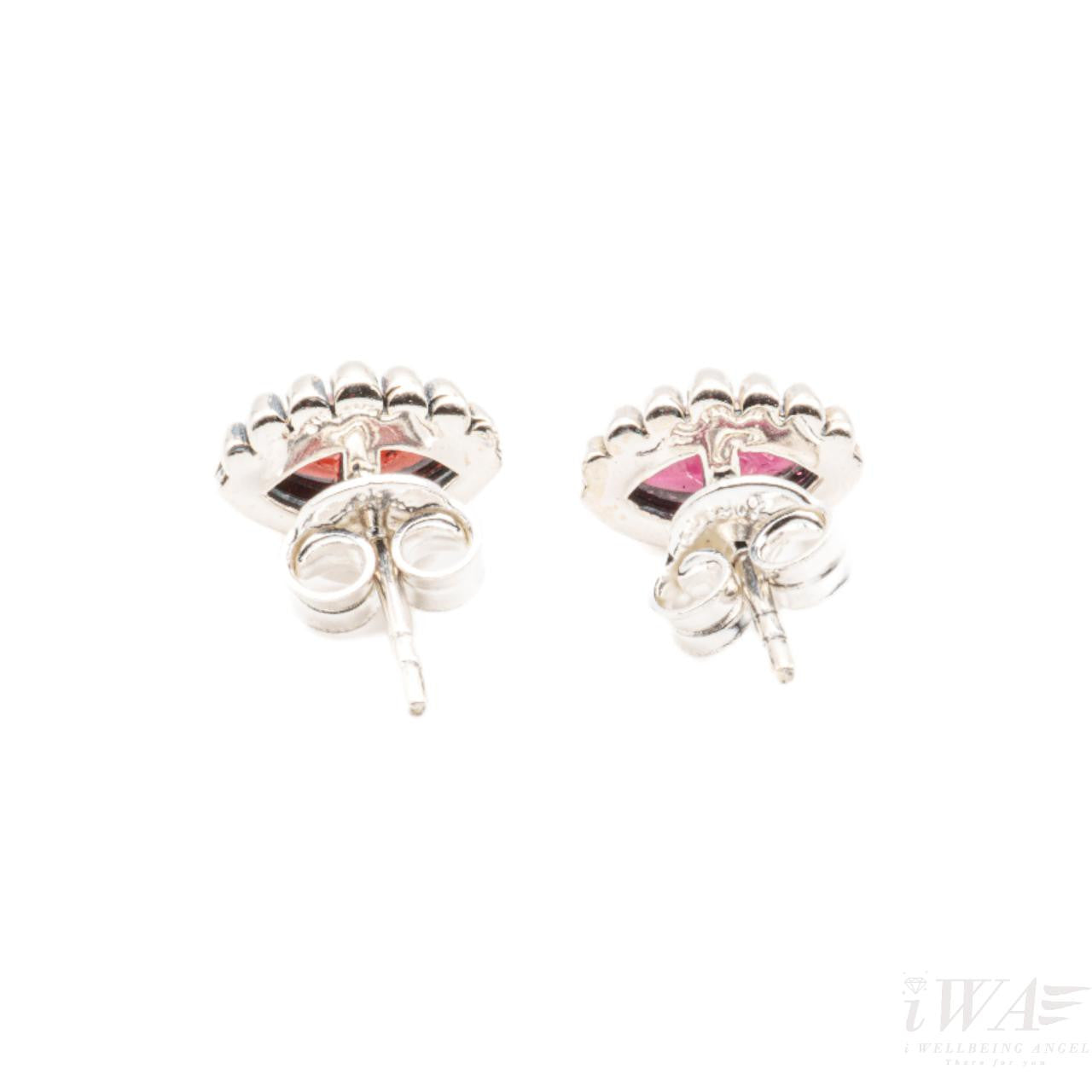 Garnet Stud Earring Silver Jewellery