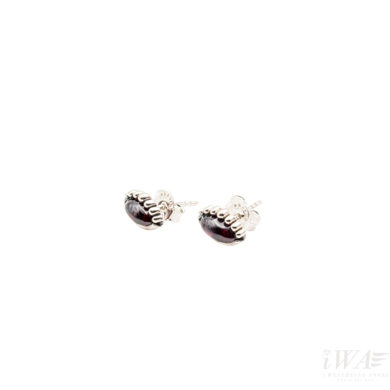 Garnet Stud Earring Silver Jewellery