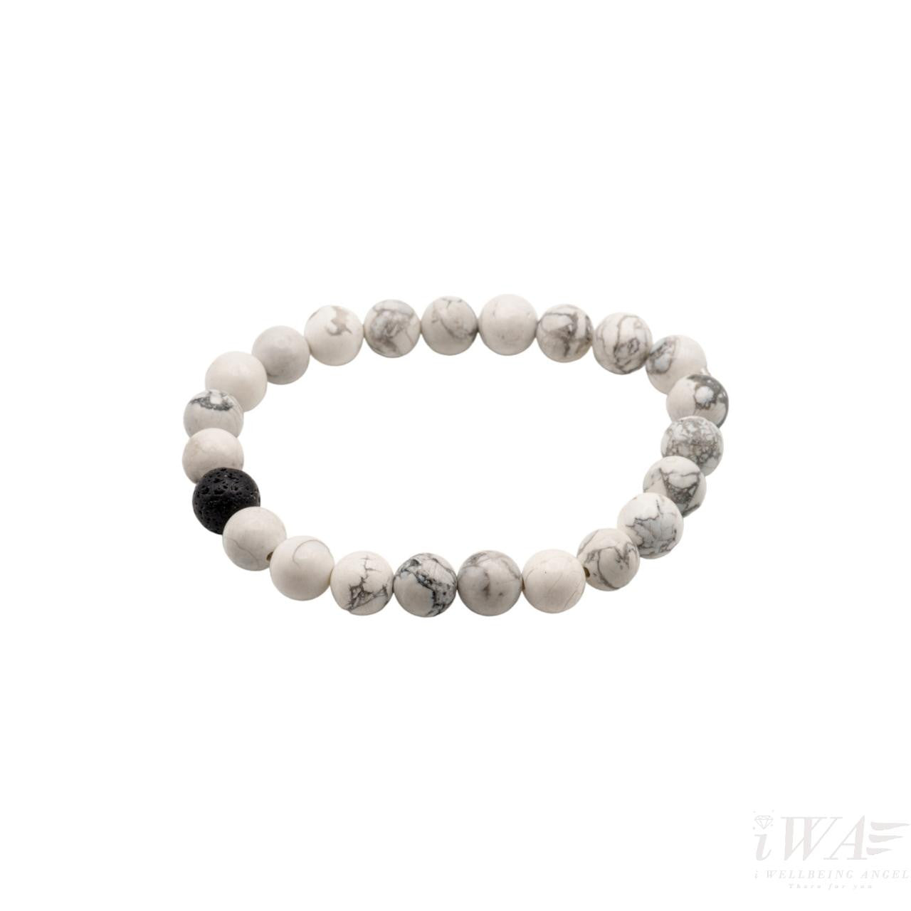 Howlite with Lava Crystal Bracelet 8mm