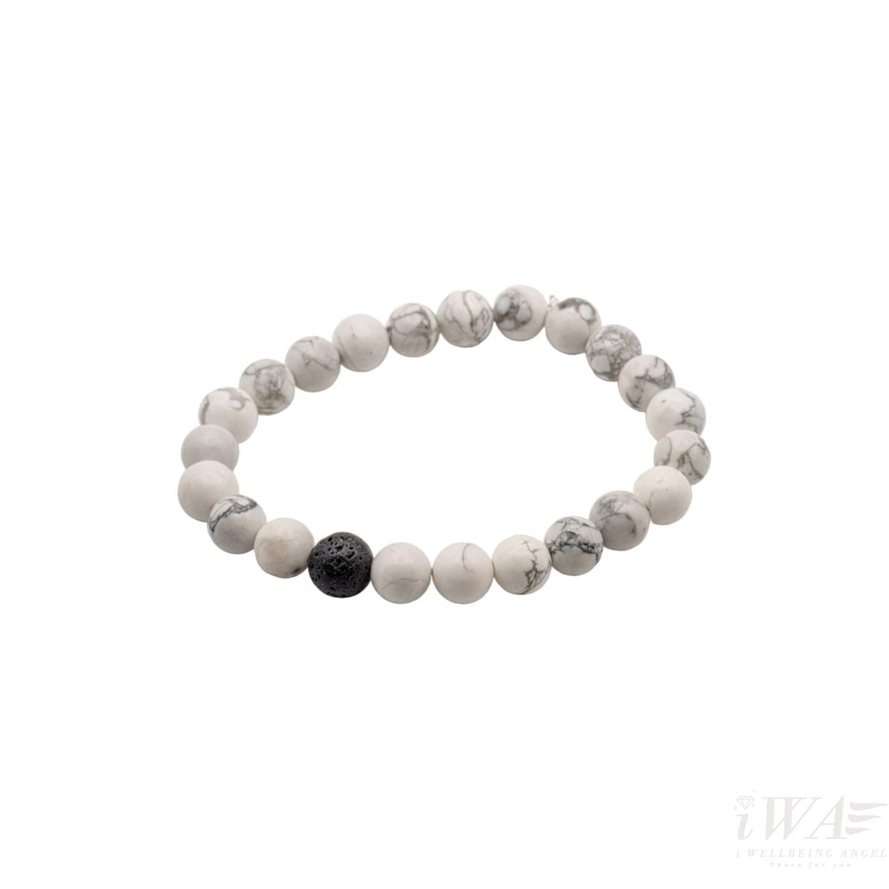 Howlite with Lava Crystal Bracelet 8mm