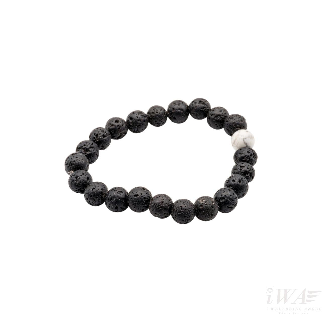 Lava with Howlite Crystal Bracelet 8mm