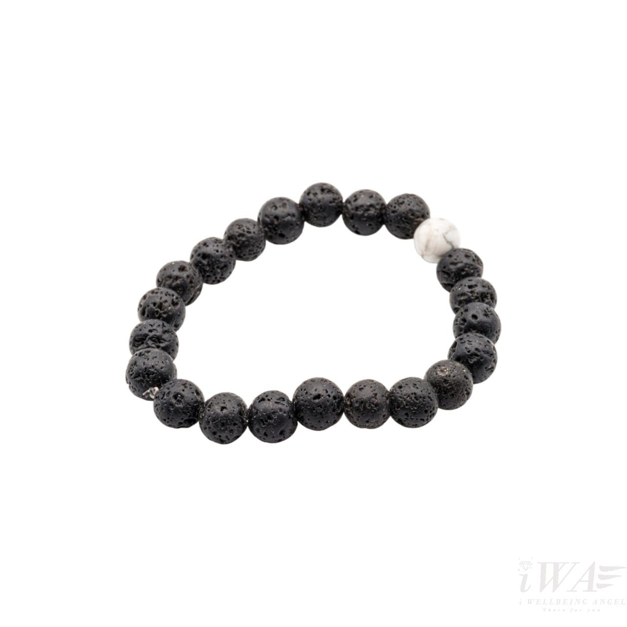 Lava with Howlite Crystal Bracelet 8mm