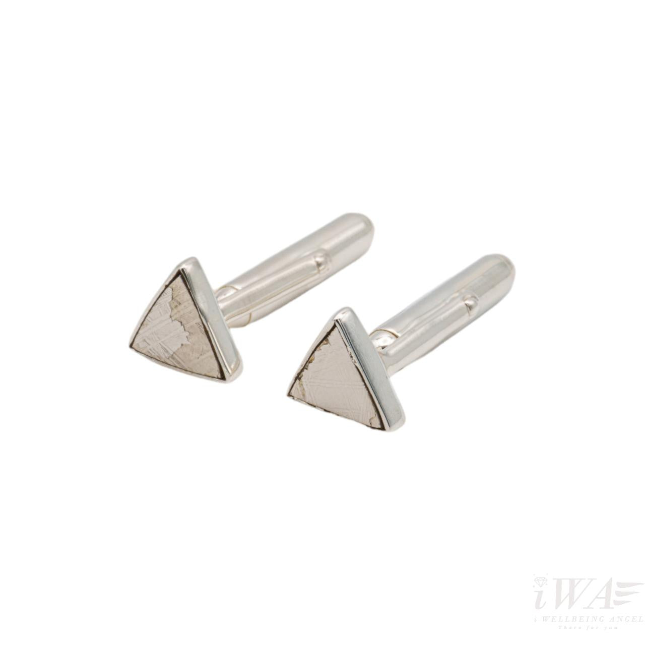 Meterorite Slice Triangulus Cufflinks Silver Jewellery