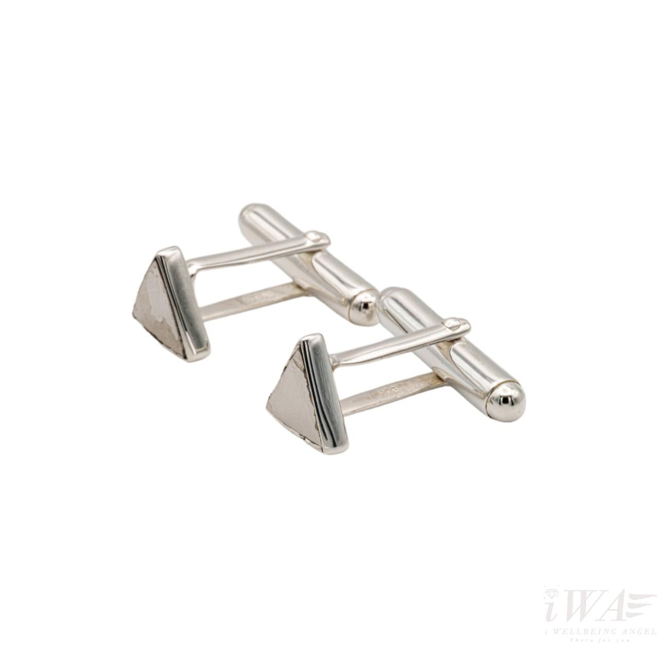 Meterorite Slice Triangulus Cufflinks Silver Jewellery