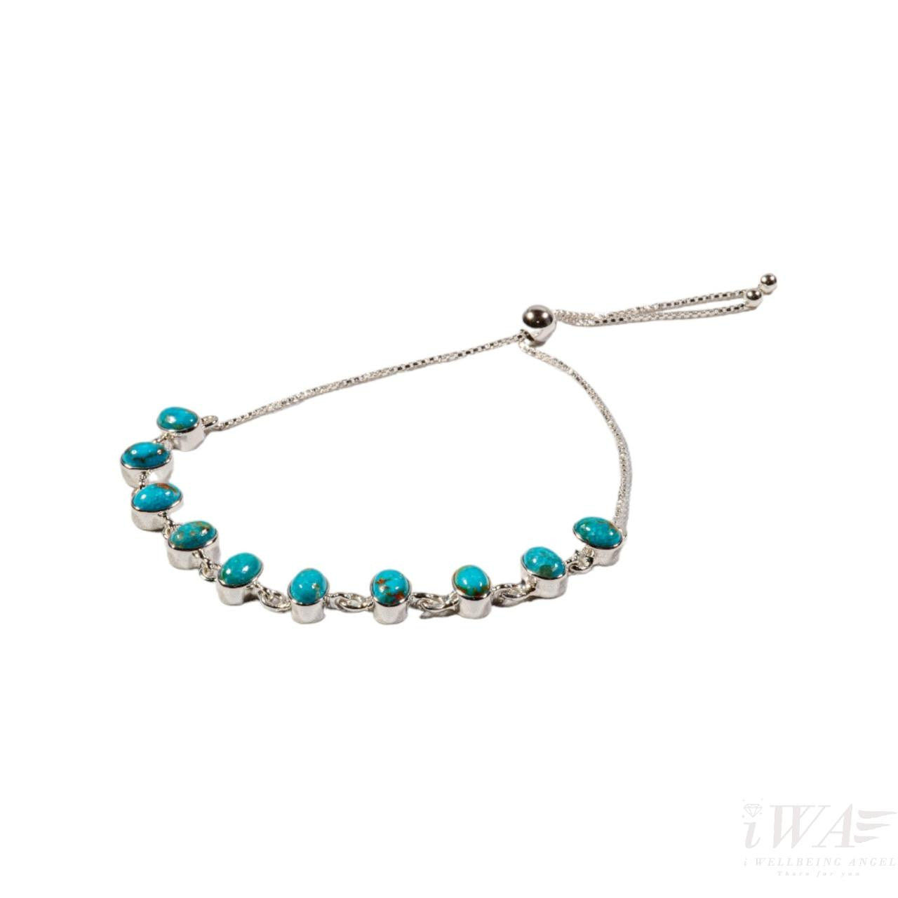 Mexican Turquoise Deca Slider Bracelet Silver Jewellery