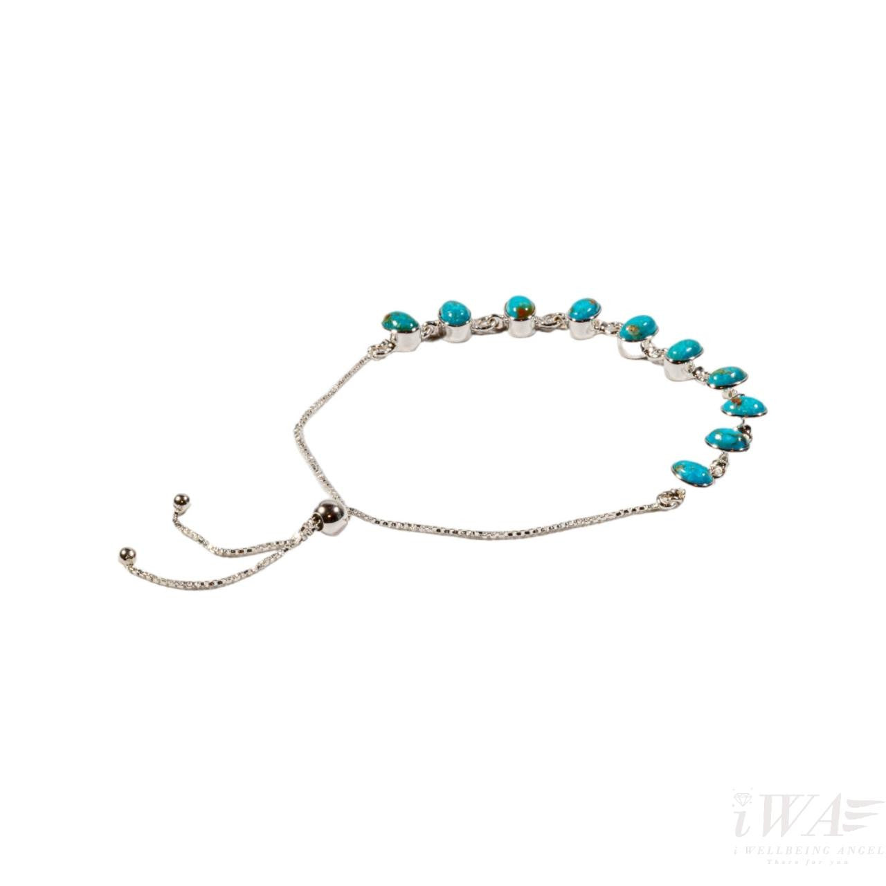 Mexican Turquoise Deca Slider Bracelet Silver Jewellery