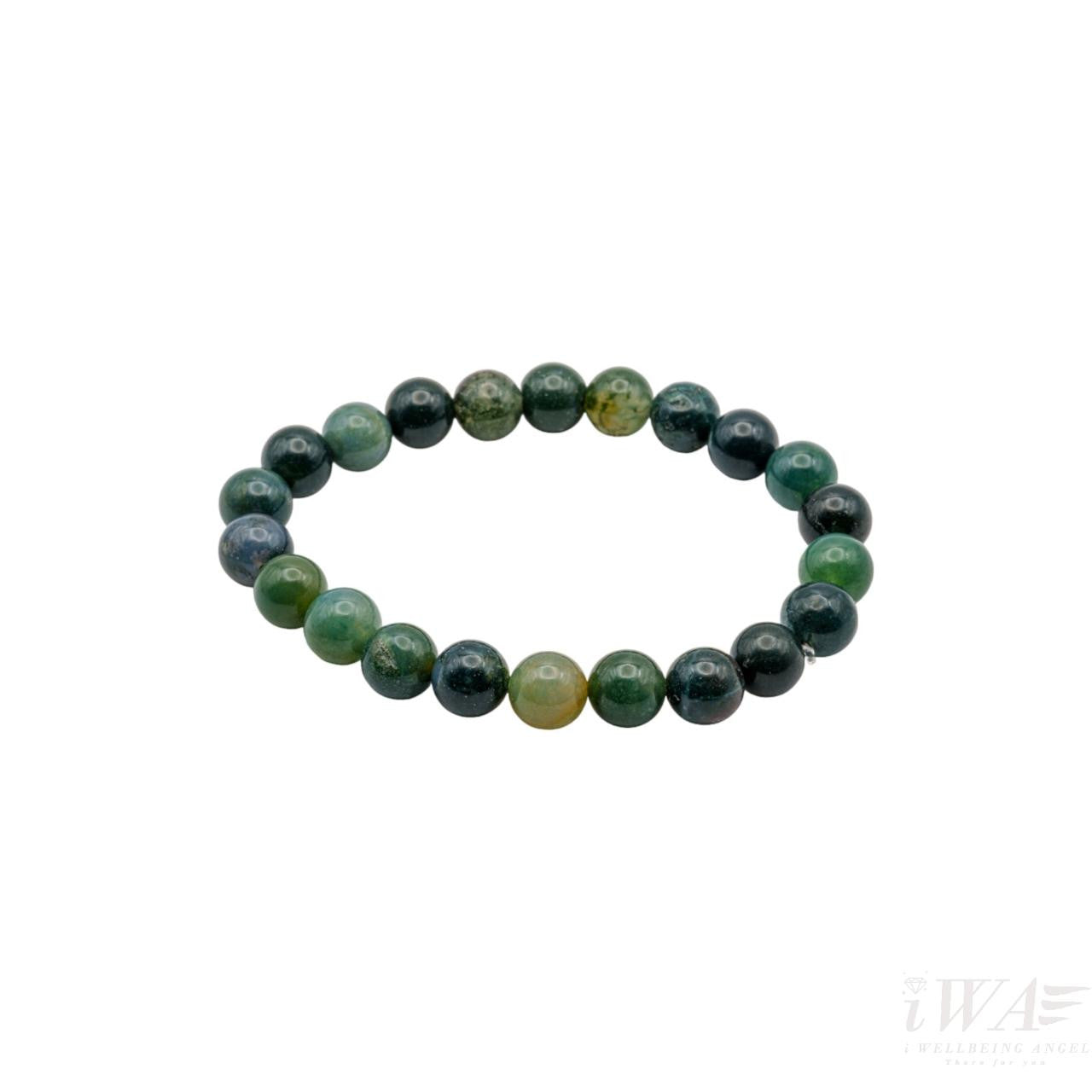 Moss Agate Crystal Bracelet 8mm