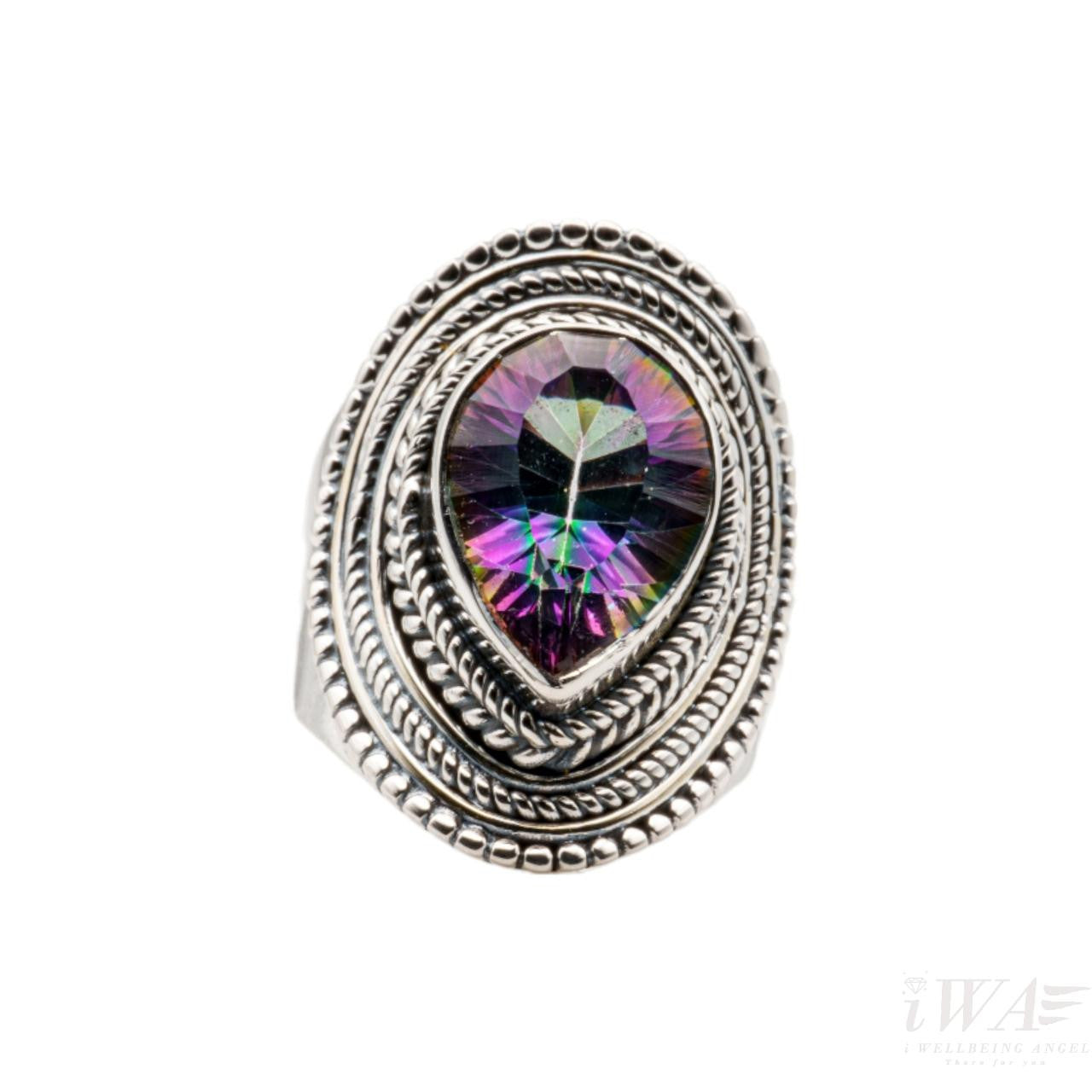 Mystic Quartz Raindrop Ring Silver Jewellery