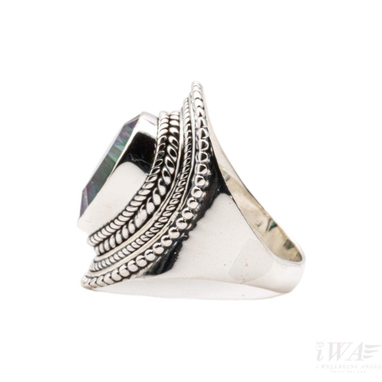 Mystic Quartz Raindrop Ring Silver Jewellery