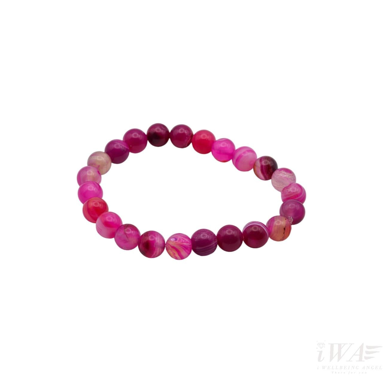 Pink Agate Crystal Bracelet 8mm