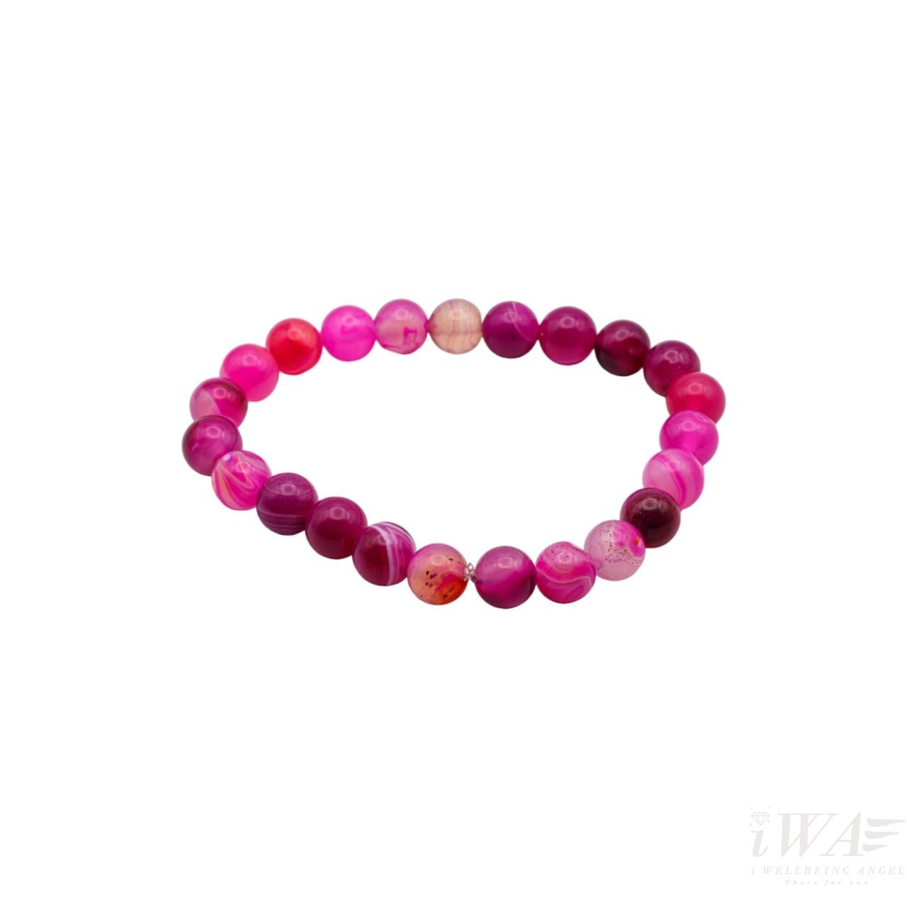 Pink Agate Crystal Bracelet 8mm