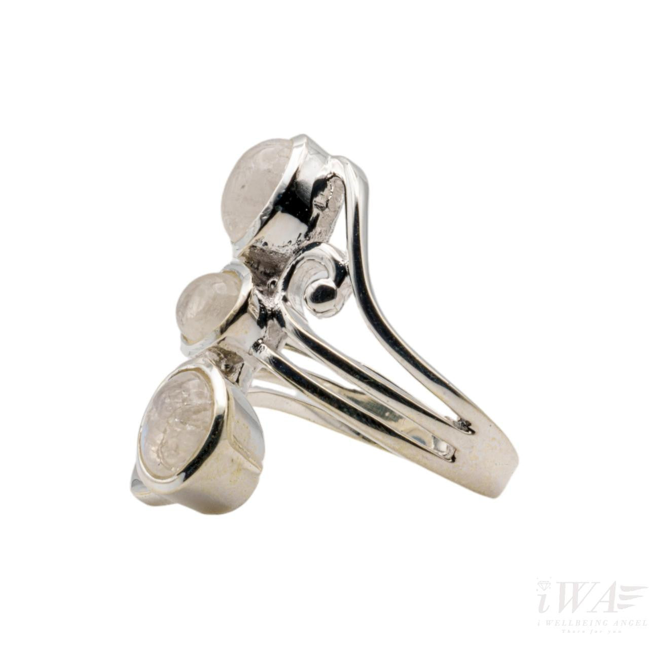 Rainbow Moonstone Music Ring Silver Jewellery