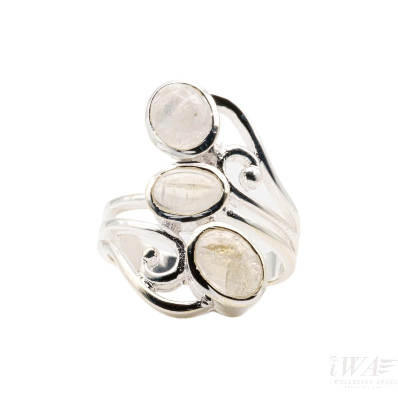 Rainbow Moonstone Music Ring Silver Jewellery