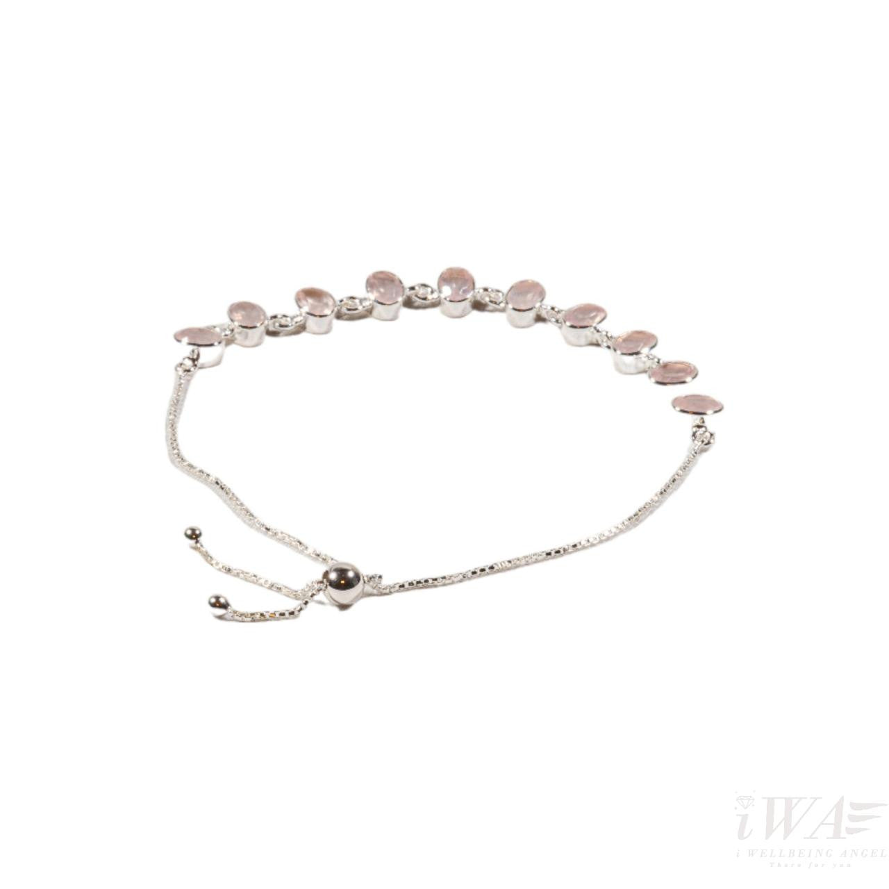 Rose Quartz Deca Slider Bracelet Silver Jewellery