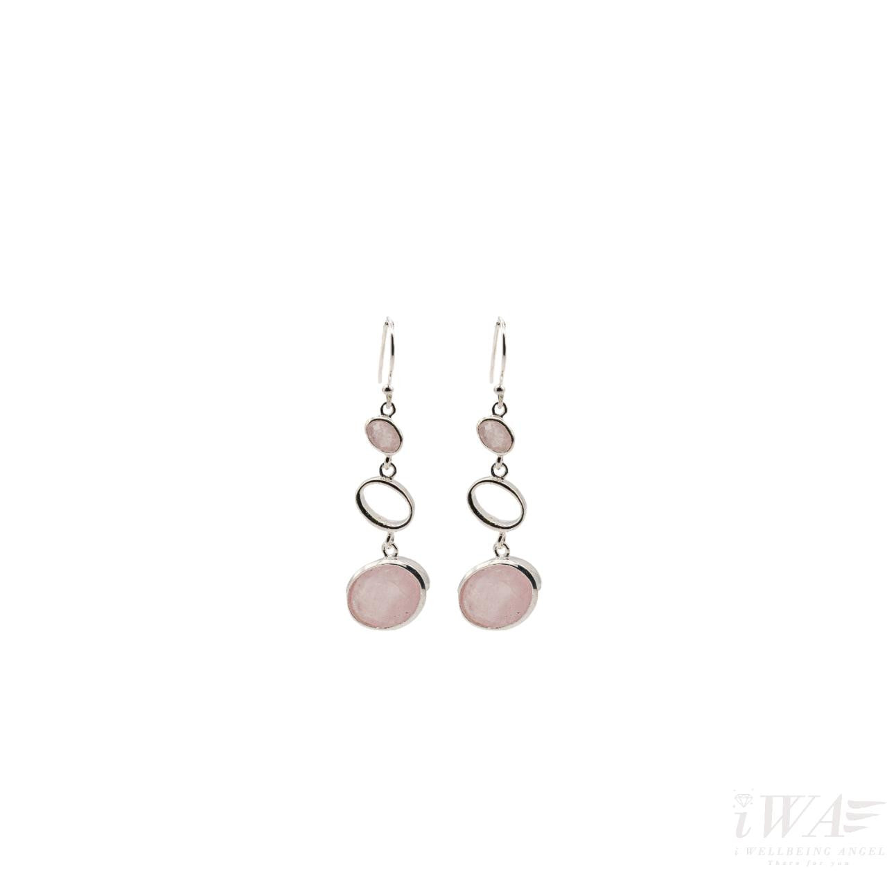 Rose Quartz Joy hook Earring Silver Jewellery