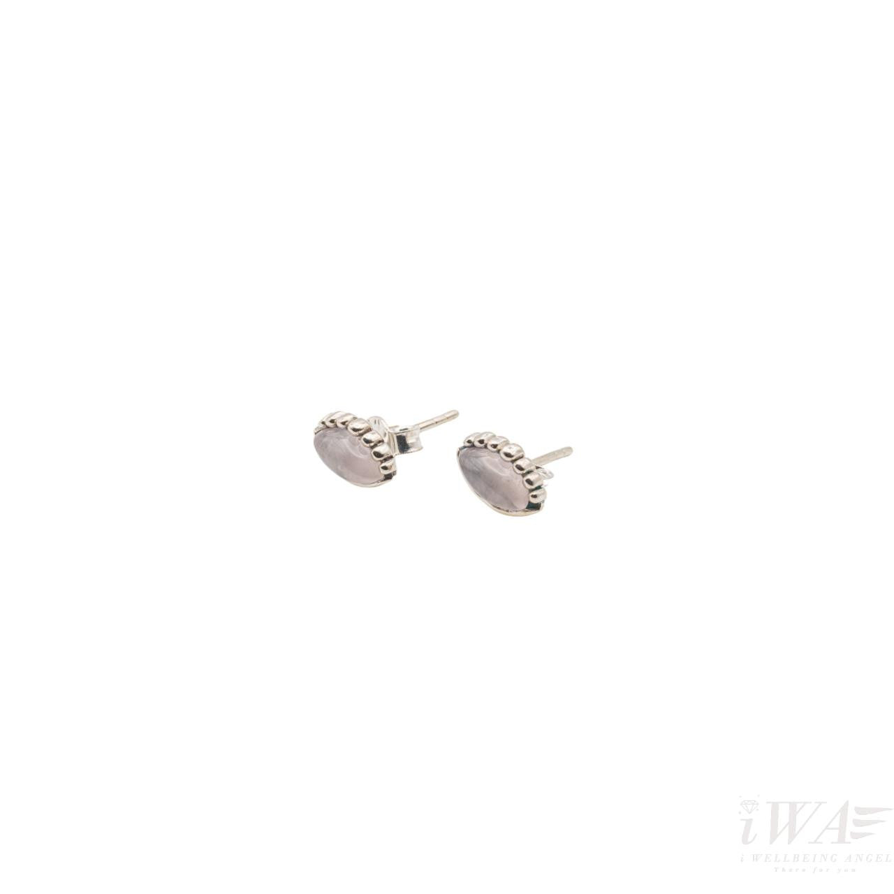 Rose Quartz Stud Earring Silver Jewellery