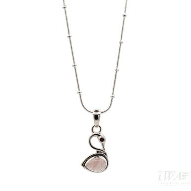 Rose Quartz with Garnet Swan pendant