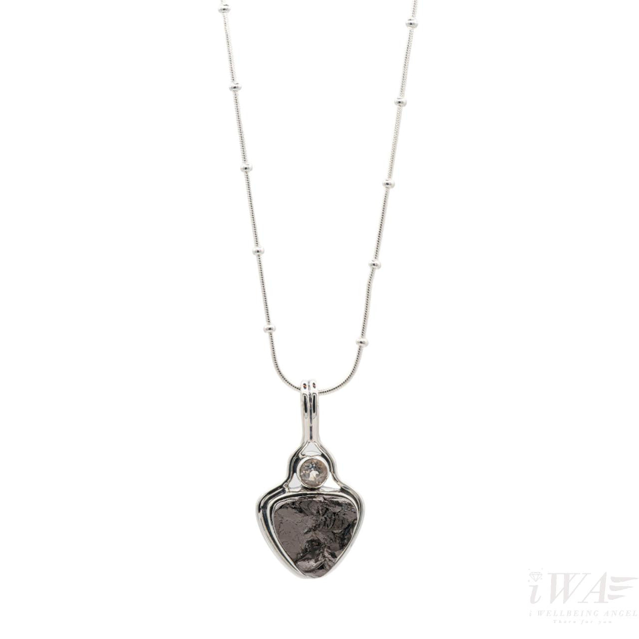 iWA Shungite Pendant Heart design Silver Jewellery