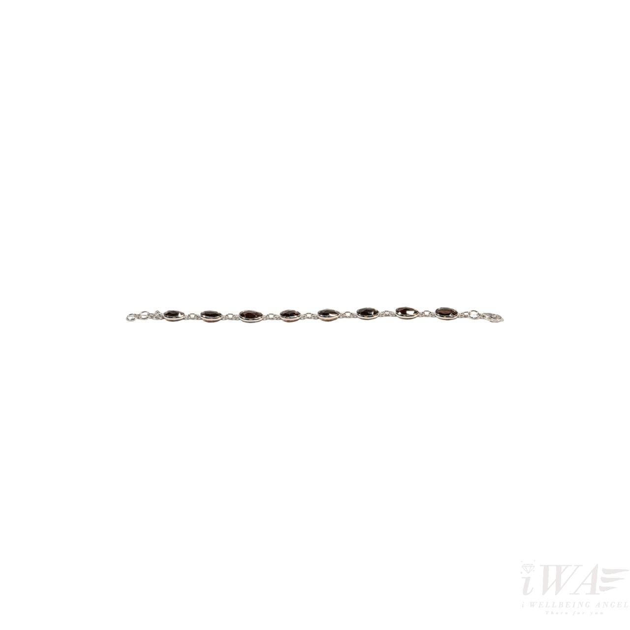 Silver Bracelet with Smoky Quartz side view
