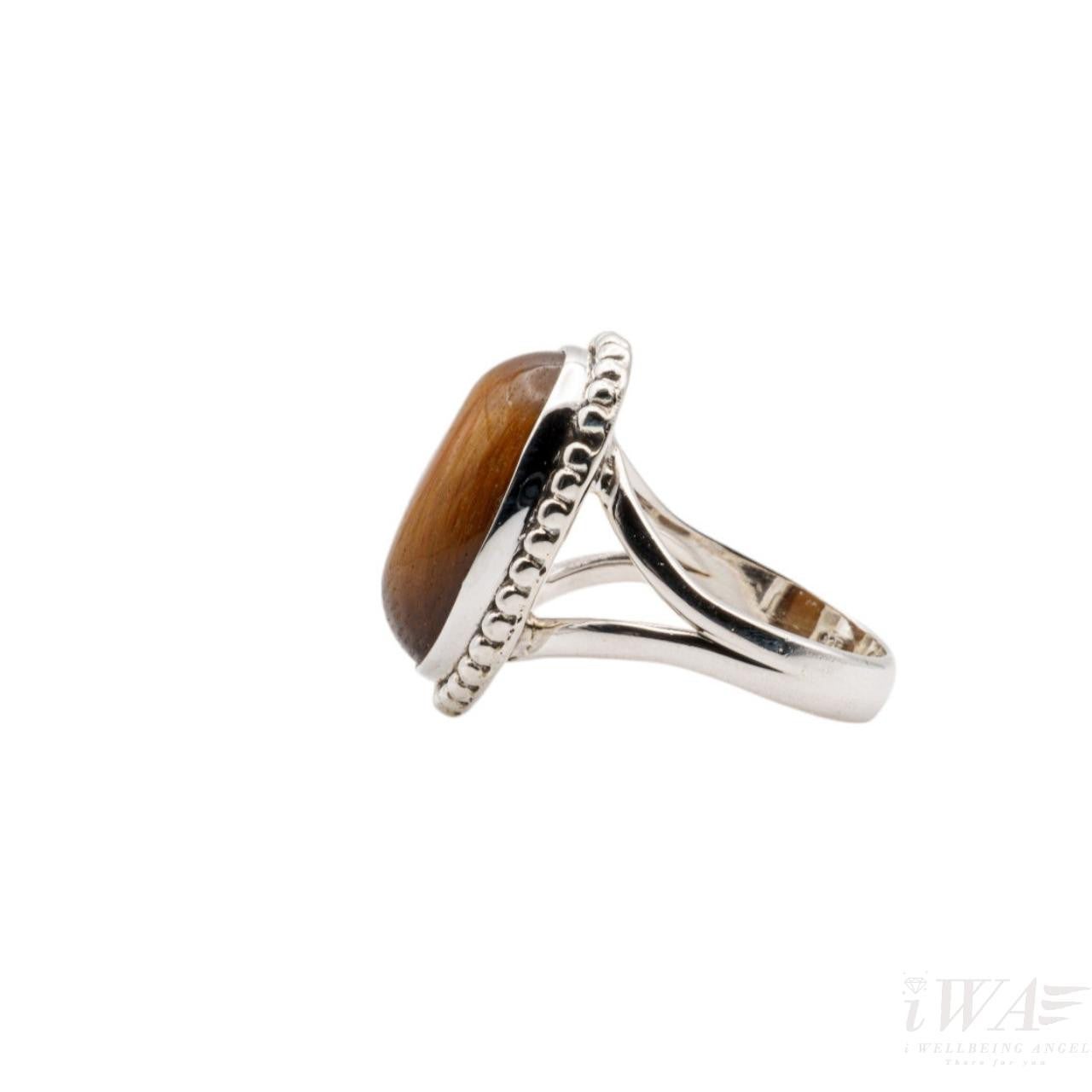 Tiger Eye Oval Deux Ring Silver Jewellery