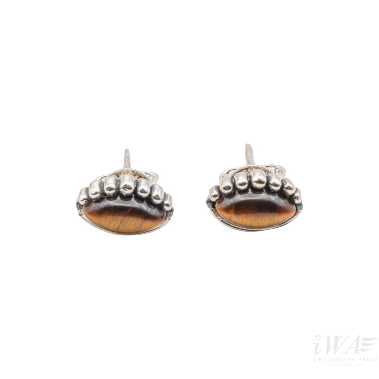 Tiger Eye Stud Earring Silver Jewellery