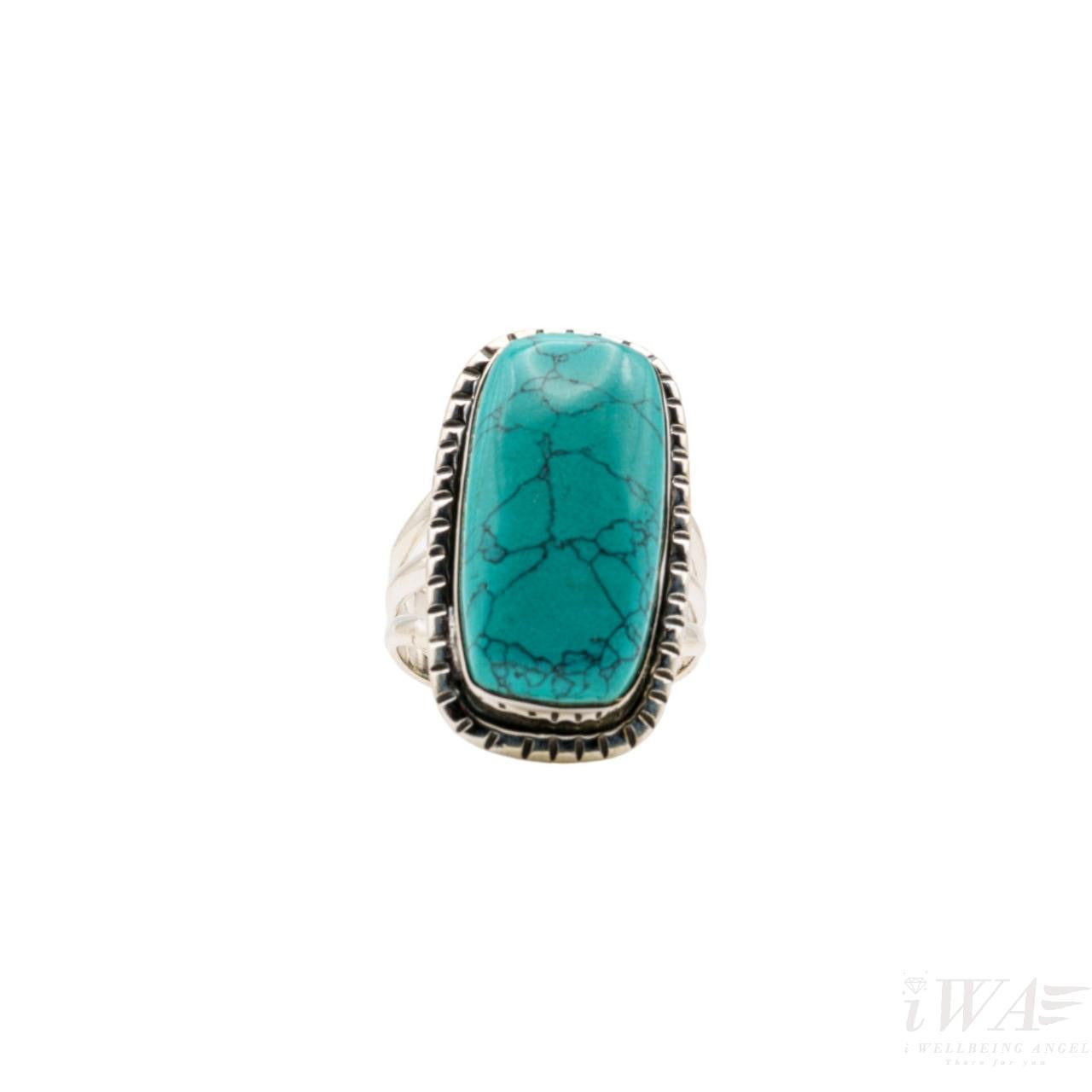Turquoise Rectangle Trois Ring Silver Jewellery