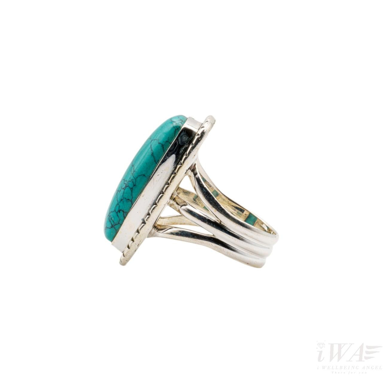 Turquoise Rectangle Trois Ring Silver Jewellery