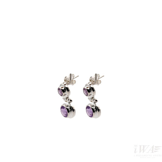 Amethyst Dangle push back Earring