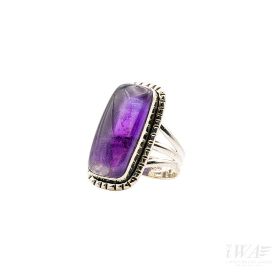 Amethyst Rectangle Trois Silver Ring