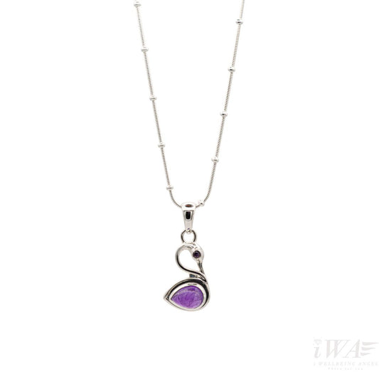Amethyst Swan Pendant Silver Jewellery