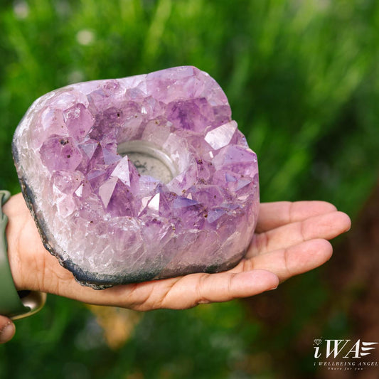 Polished Amethyst Candle holder  for home or office space