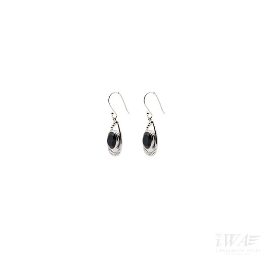 Black Onyx Delight hook Earring Silver Jewellery