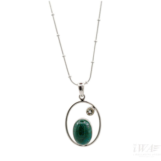 Chrysocolla with Green Amethyst Satellite Pendant Silver Jewellery