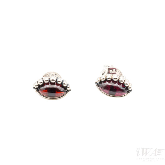 Garnet Stud Earring Silver Jewellery