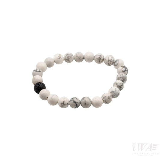 Howlite with Lava Crystal Bracelet 8mm